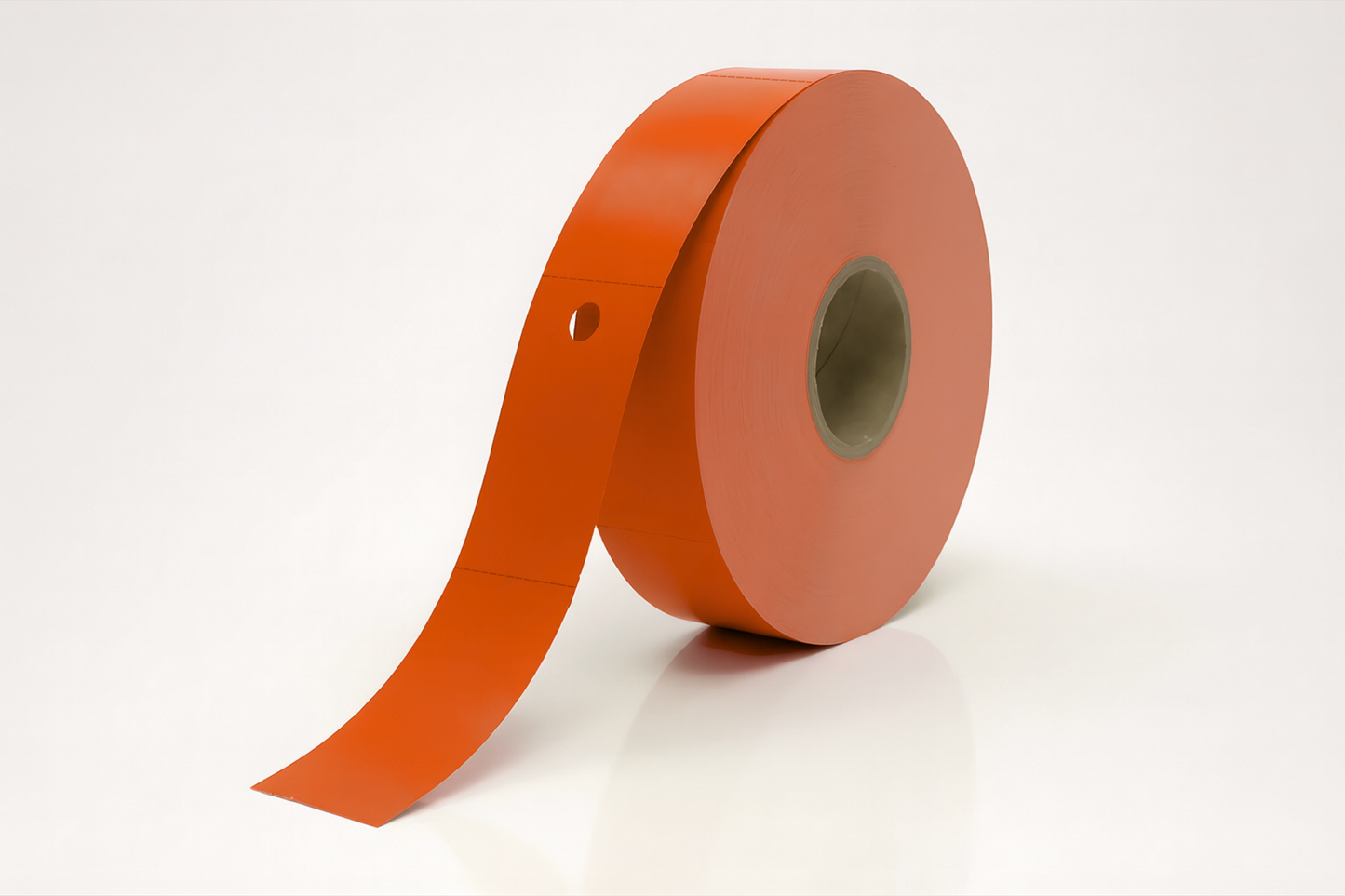Red 2-part thermal cloakroom tickets in a roll.