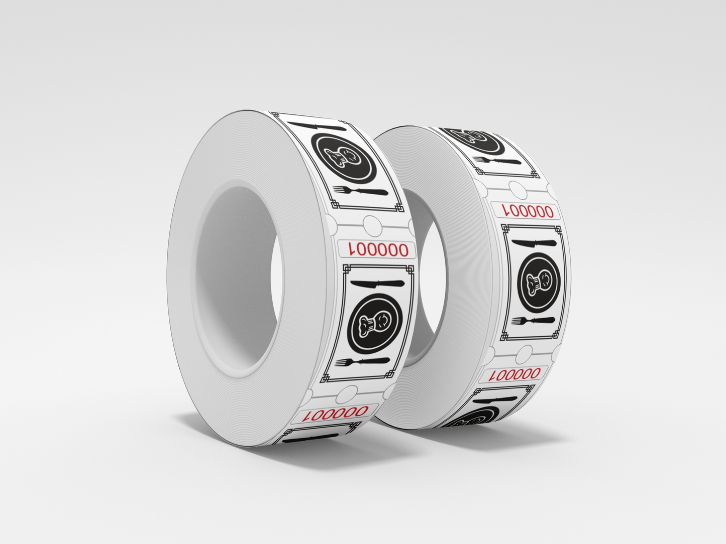 Food Tickets Roll 1000 X 1 Tickets JM Band® 1 Food Roll - White