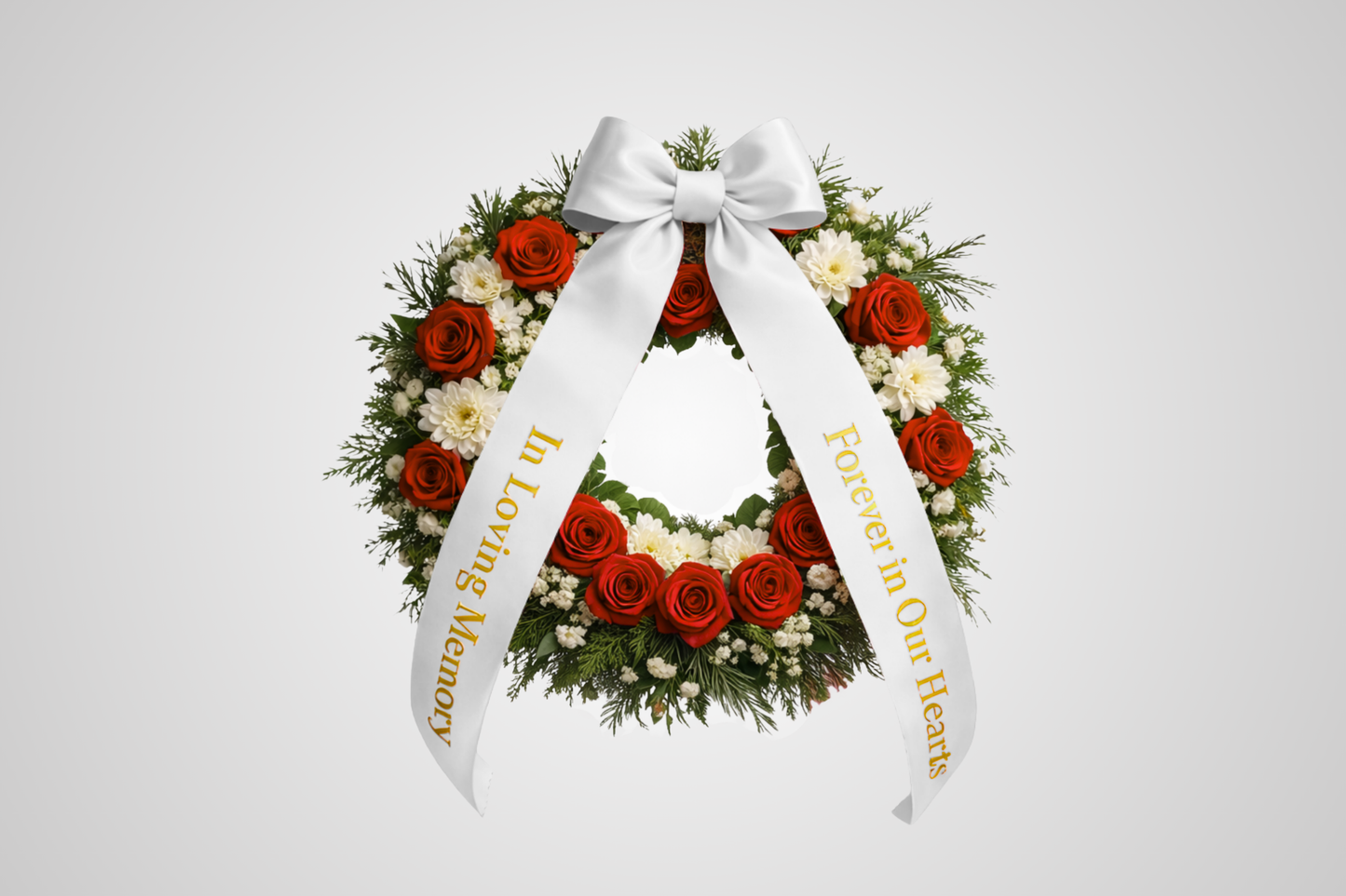 White eco-friendly satin bouquet ribbon with custom print from JM Band®.