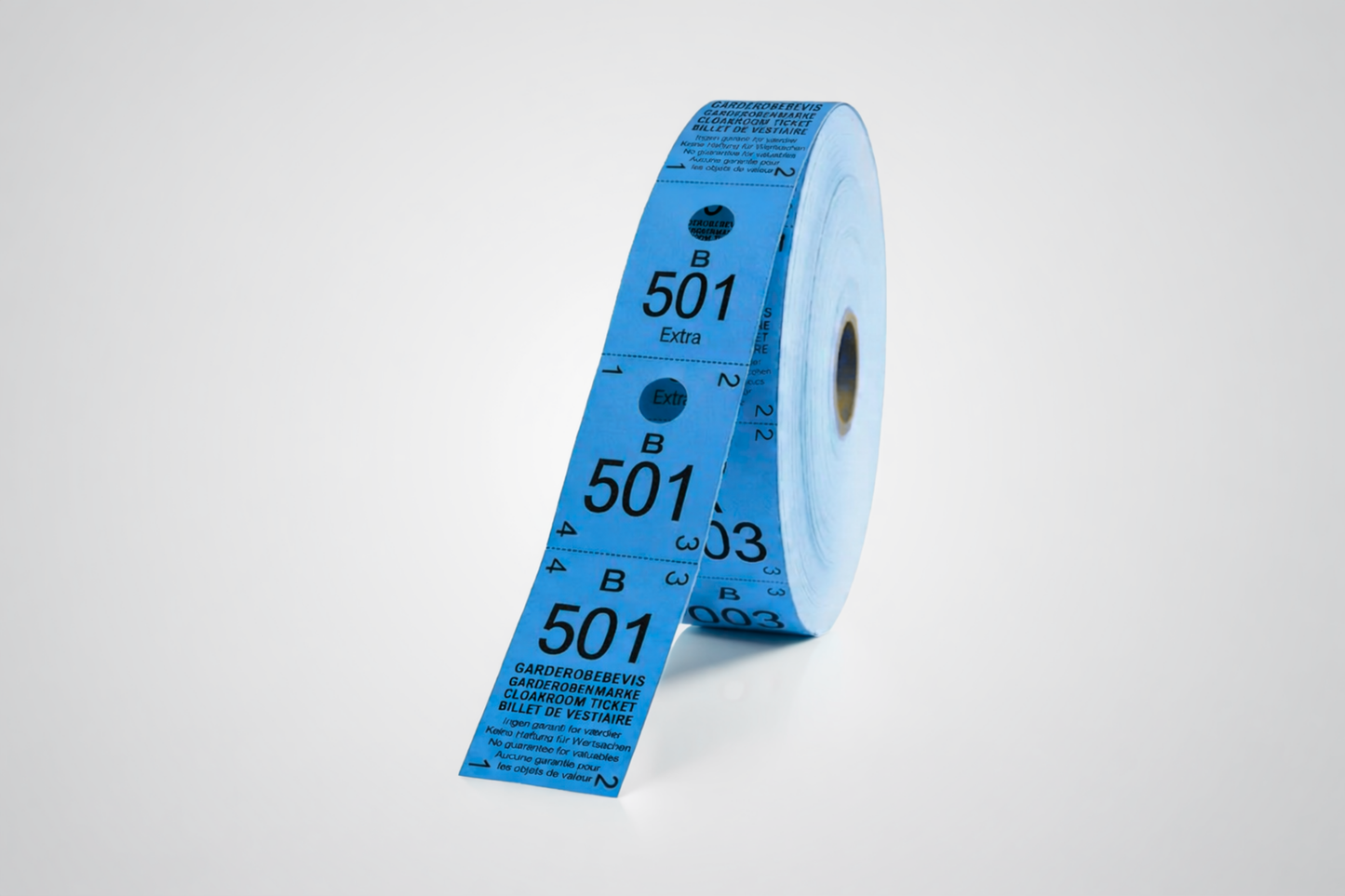 Cloakroom tickets 3-parts in blue color 500 pieces from JM Band®