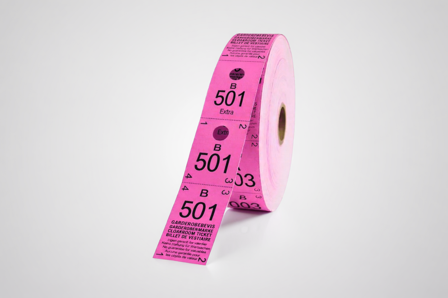 Cloakroom tickets 3-parts in pink color 500 pieces from JM Band®