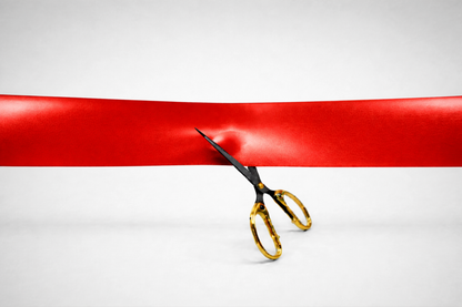 Red metallic coloured inauguration ribbons without print from JM Band®.
