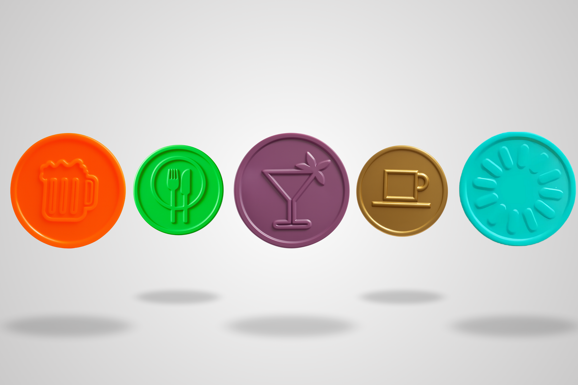 A photo of Embossed Plastic Tokens in Stock from JM Band®. Purchase Tokens in Orange Beer here.