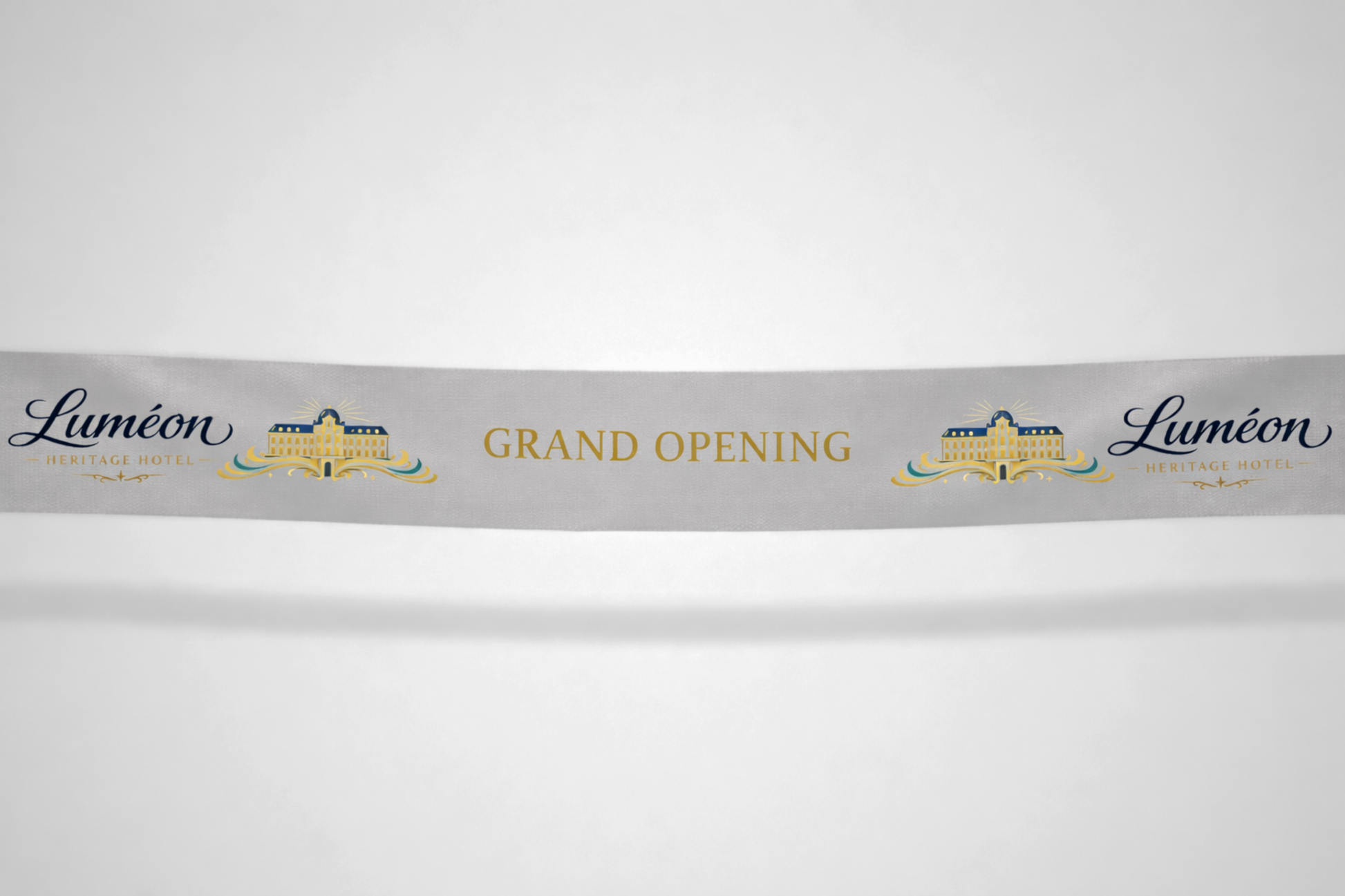 Gray inauguration ribbon with color print from JM Band®.