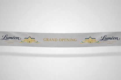 Gray inauguration ribbon with color print from JM Band®.