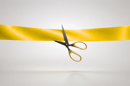Yellow inauguration ribbon in ECO satin without print from JM Band®.