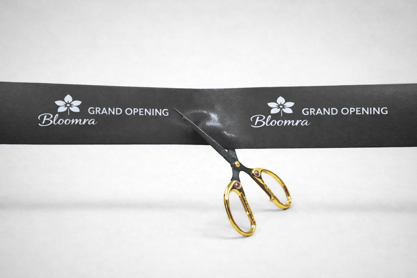 Black inauguration ribbon with custom print from JM Band®.