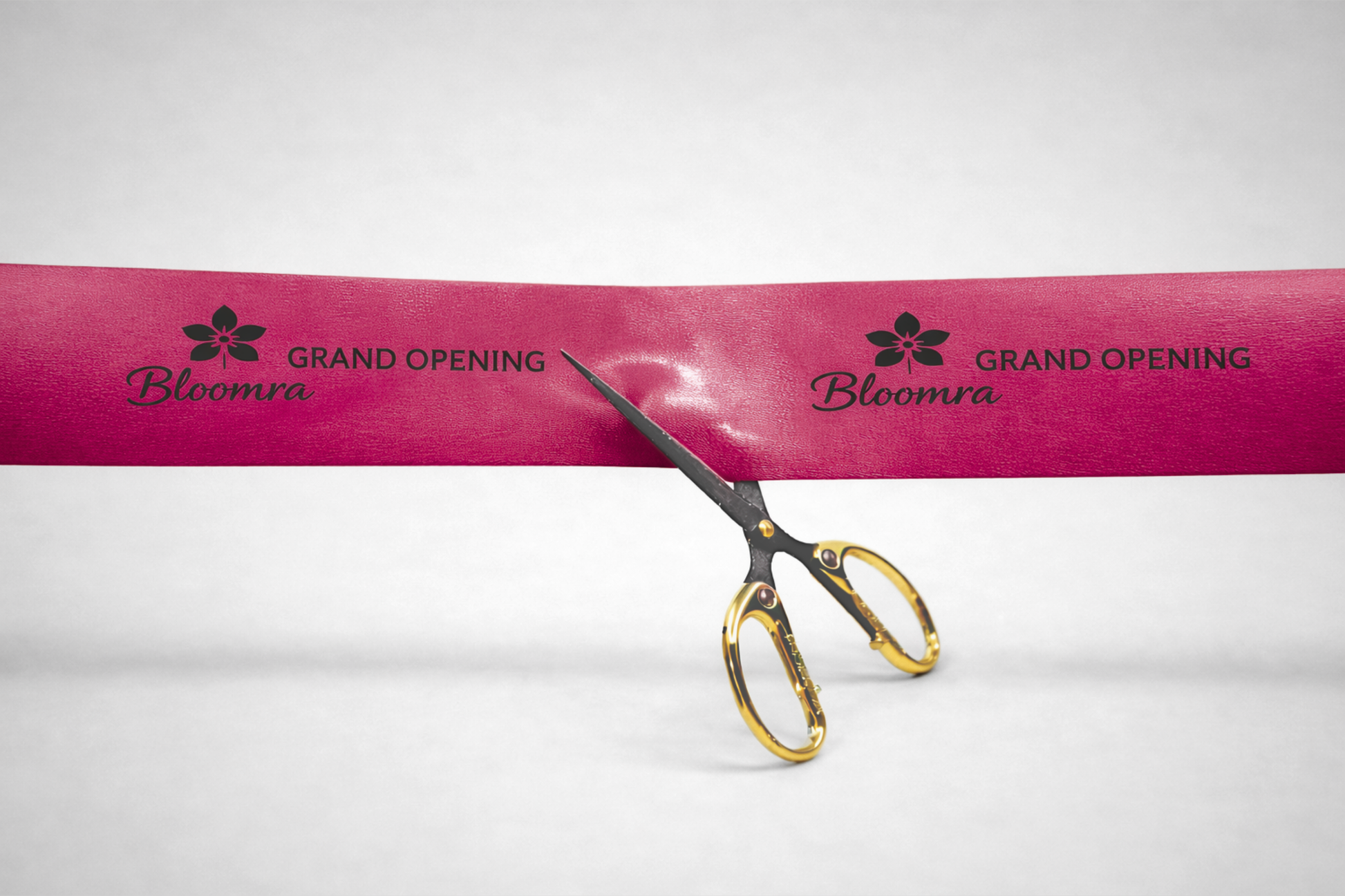 Dark red inauguration ribbon with print from JM Band®