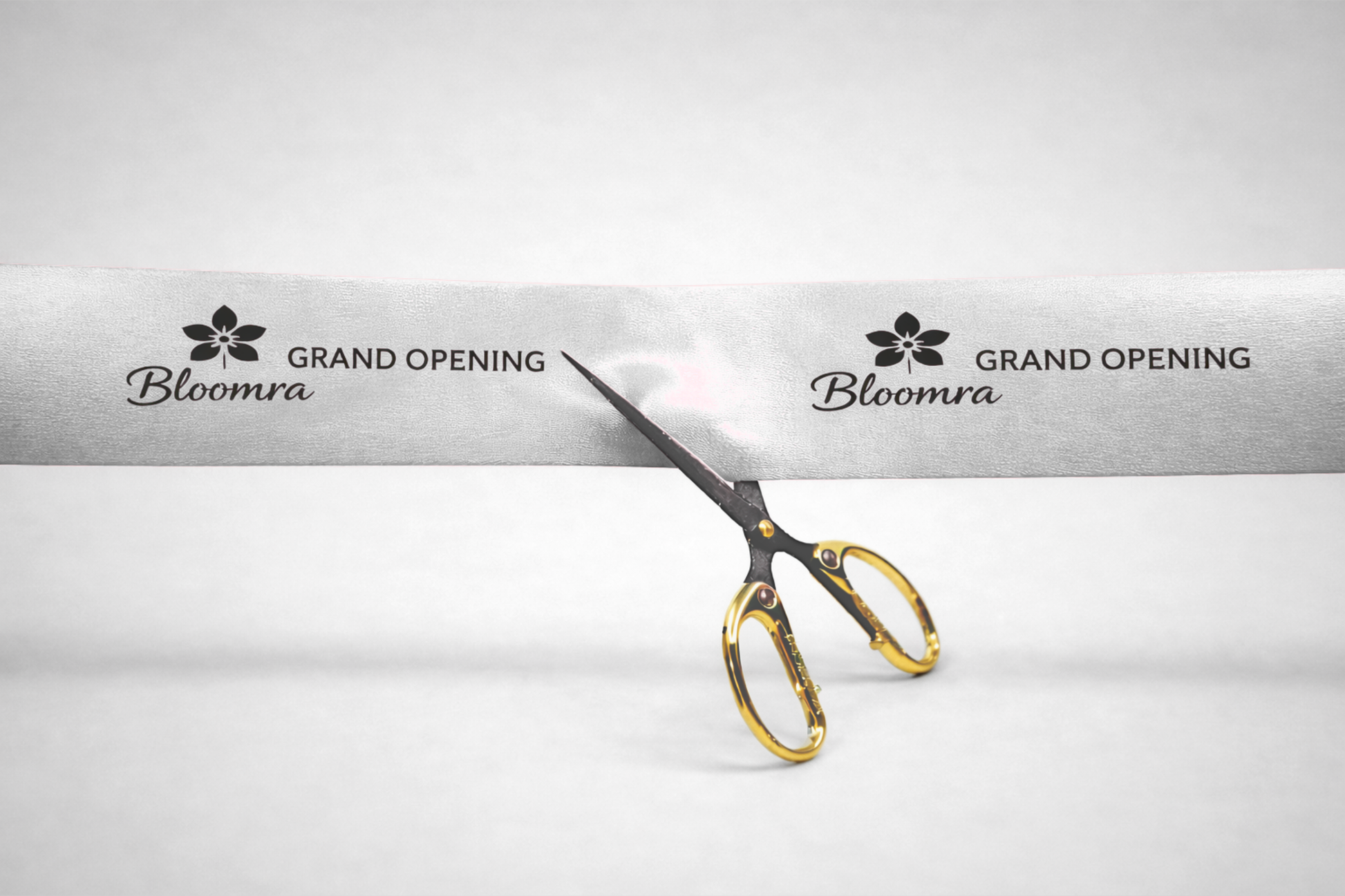 Gray inauguration ribbon with print from JM Band®.