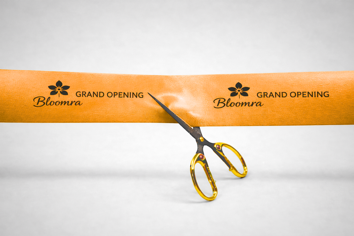 Orange inauguration ribbon with print from JM Band®.