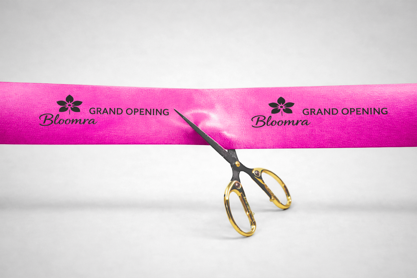Pink inauguration ribbon with custom print from JM Band®.