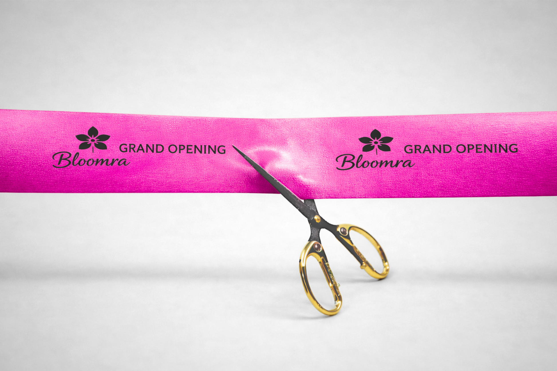 Pink inauguration ribbon with custom print from JM Band®.