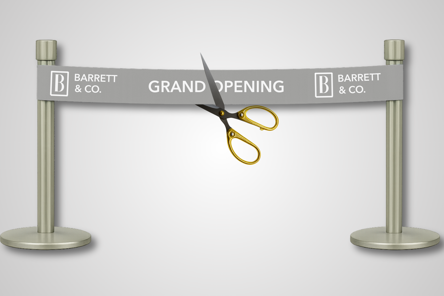 A photo of Inauguration Ribbon with Print from JM Band®. Purchase ribbon in Grey here.