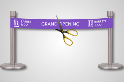 A photo of Inauguration Ribbon with Print from JM Band®. Purchase ribbon in Purple here.