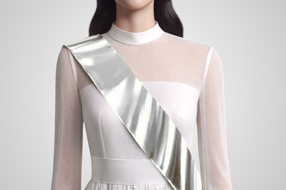 Sash ribbon in metallic silver without print from JM Band®.