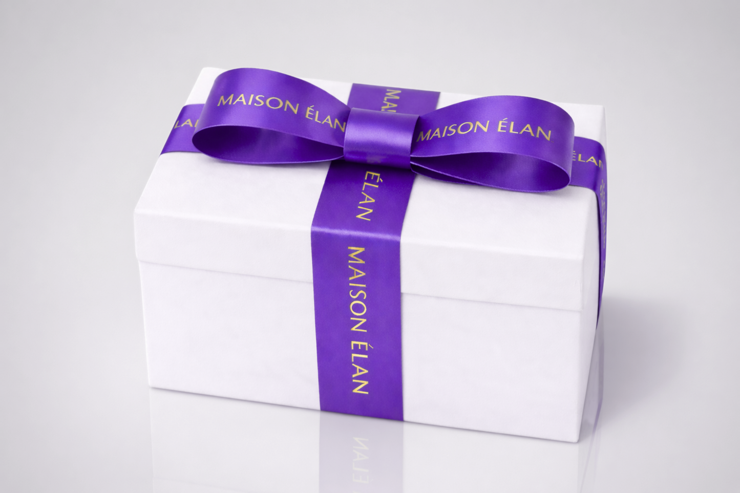 Wide purple gift ribbon with custom print from JM Band®.