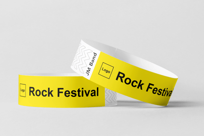 Paper Wristband - Black Print Paper wristbands JM Band® 10 Yellow 