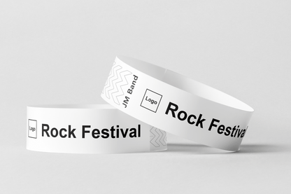 Paper Wristband - Black Print Paper wristbands JM Band® 10 White 