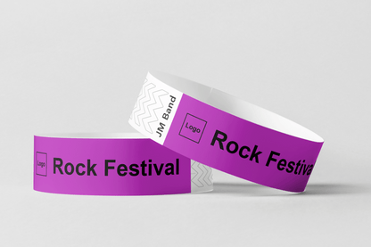 Paper Wristband - Black Print Paper wristbands JM Band® 10 Purple 